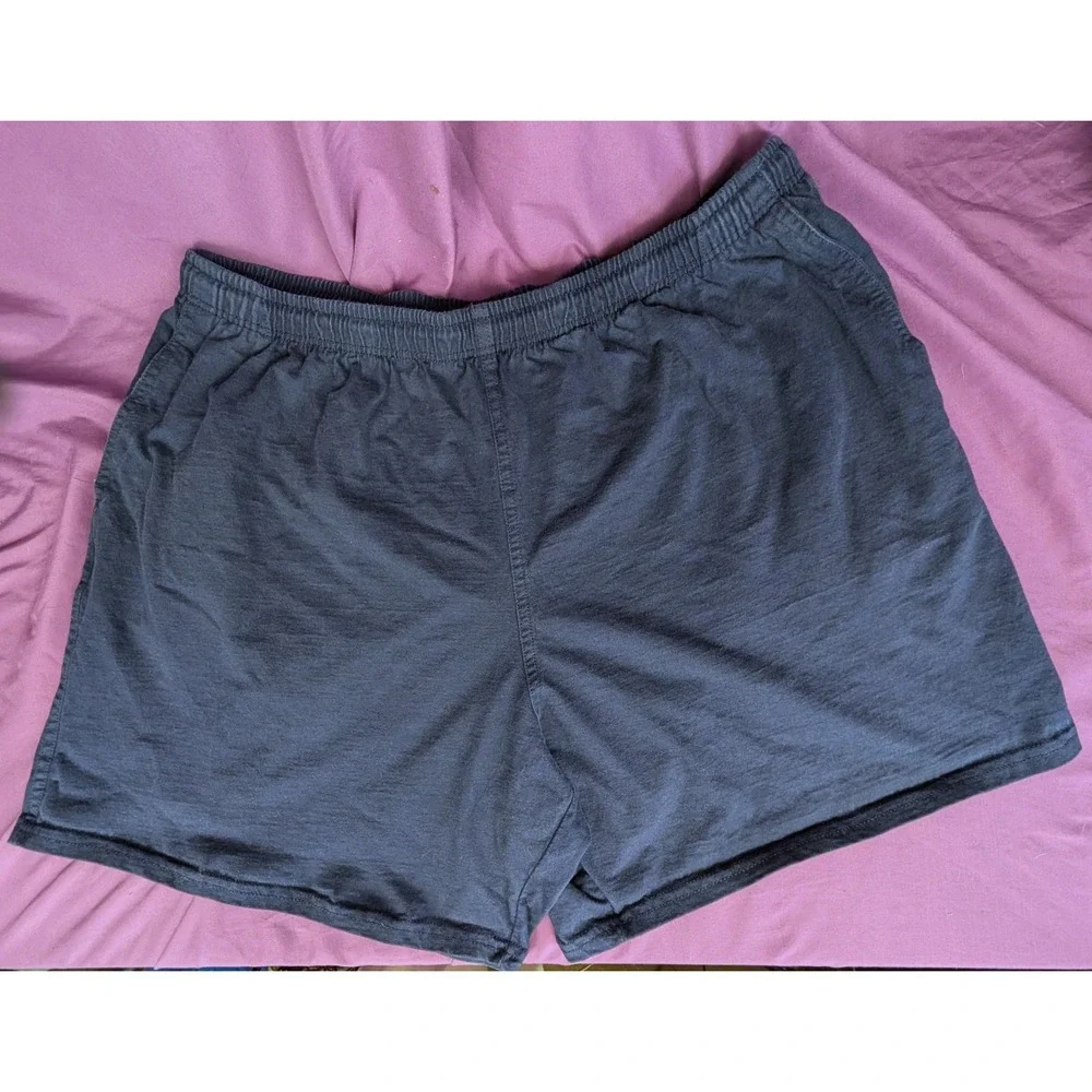 Vintage Fruit of the Loom Navy Blue Cotton Jersey Racquetball Shorts 2XL Y2K
